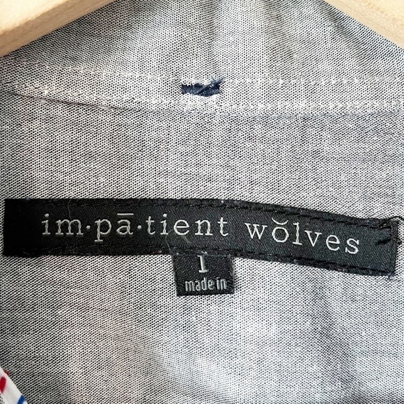Impatient Wolves White Colored Dobby Long Sleeve Button Front Shirt Size Large - Picture 7 of 9